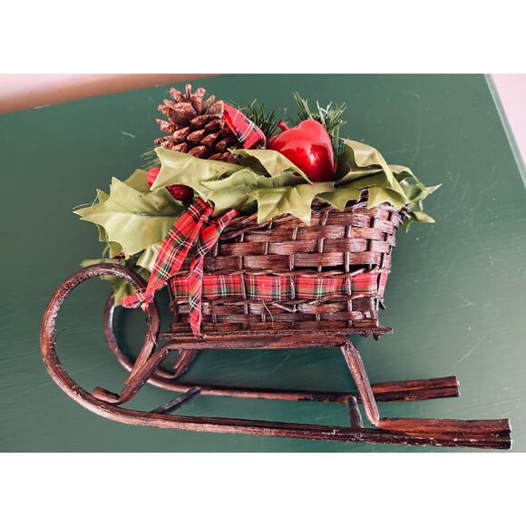 3PC Kitsch Old-Fashioned Christmas Decor Sled Reindeer Sleigh - Picture 5 of 8